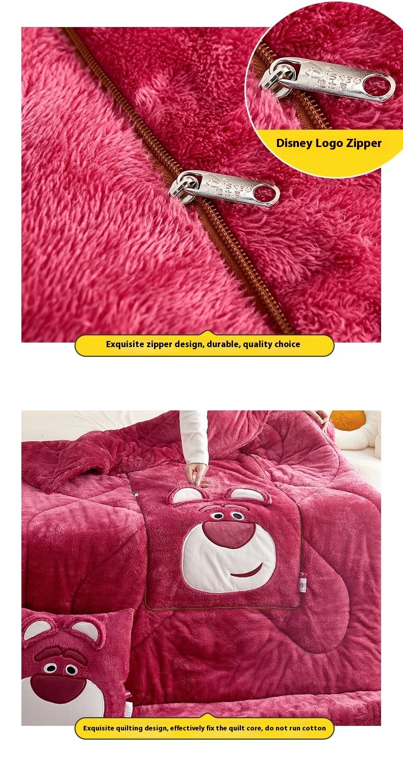 Disney Cartoon Peripherals Stitch Losto piggy Arctic Velvet Pillow Quilt Dual Purpose Double Sided Napping Air Conditioner Gifts