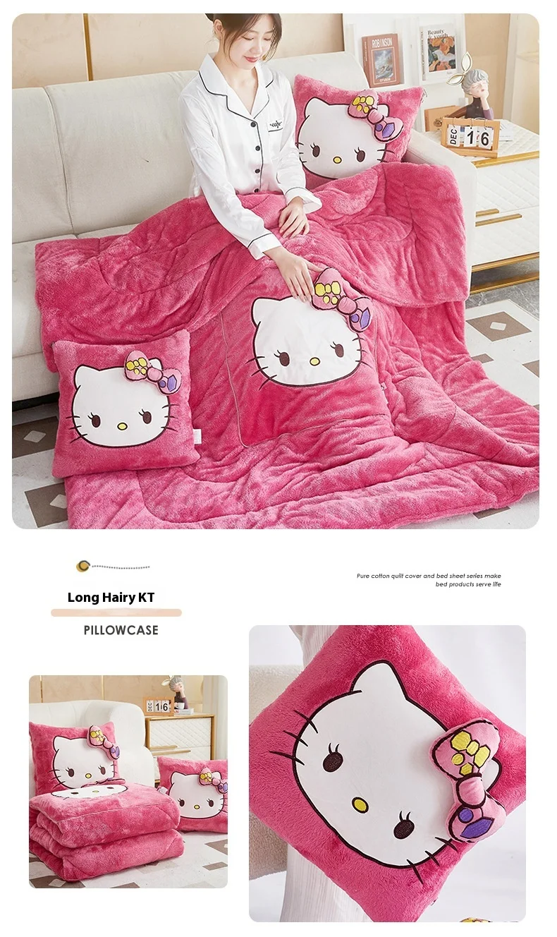 Disney Cartoon Peripherals Stitch Losto piggy Arctic Velvet Pillow Quilt Dual Purpose Double Sided Napping Air Conditioner Gifts