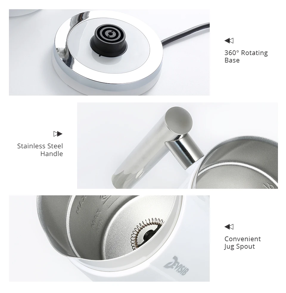 DEVISIB 3 in 1 Electric Milk Frother 300ml Automatic Hot and Cold Foam Maker for Coffee Latte Cappuccino Macchiato Hot Chocolate