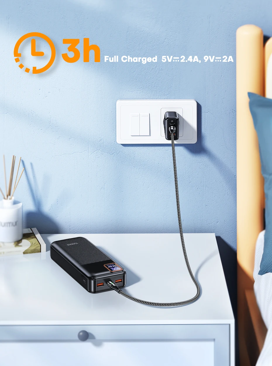 Tuodes Power Bank 20000mAh PD20W External Large Battery Capacity 22.5W Fast Charging Portable Charger For iPhone Samsung Xiaomi