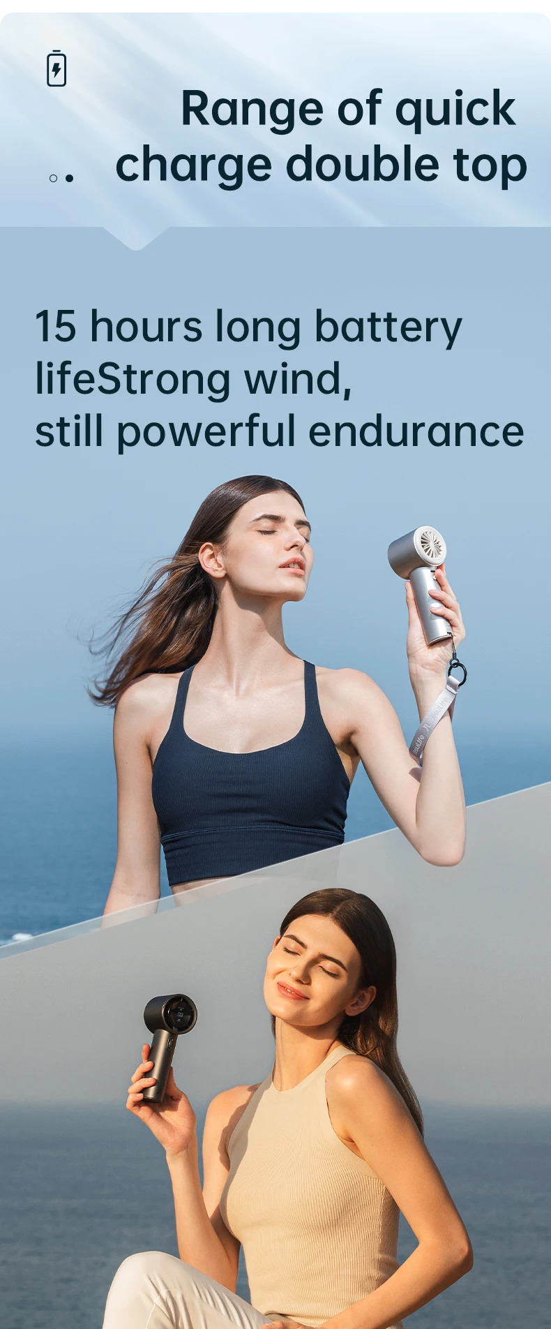 JISULIFE Mini Portable Hand Fan, 100 Wind Speeds, 5000mAh USB Battery Rechargeable, LED Digital Display, Travel,Camping,Outdoor