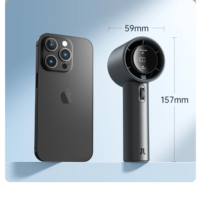 JISULIFE Mini Portable Hand Fan, 100 Wind Speeds, 5000mAh USB Battery Rechargeable, LED Digital Display, Travel,Camping,Outdoor