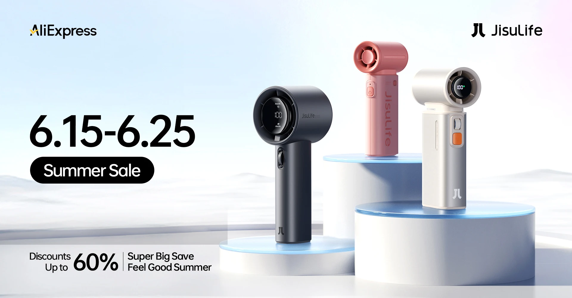 JISULIFE Mini Portable Hand Fan, 100 Wind Speeds, 5000mAh USB Battery Rechargeable, LED Digital Display, Travel,Camping,Outdoor