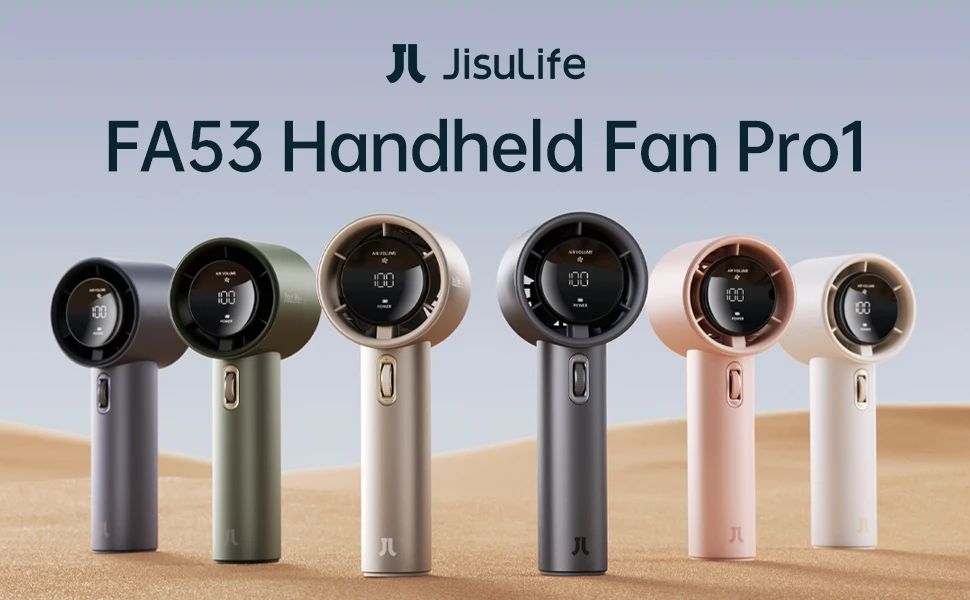 JISULIFE Mini Portable Hand Fan, 100 Wind Speeds, 5000mAh USB Battery Rechargeable, LED Digital Display, Travel,Camping,Outdoor