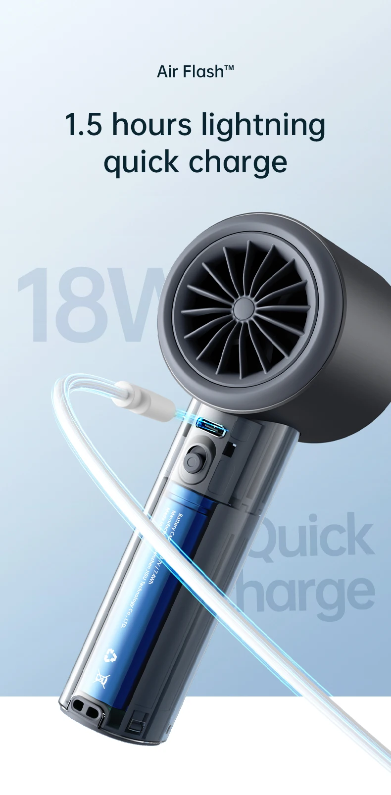 JISULIFE Mini Portable Hand Fan, 100 Wind Speeds, 5000mAh USB Battery Rechargeable, LED Digital Display, Travel,Camping,Outdoor