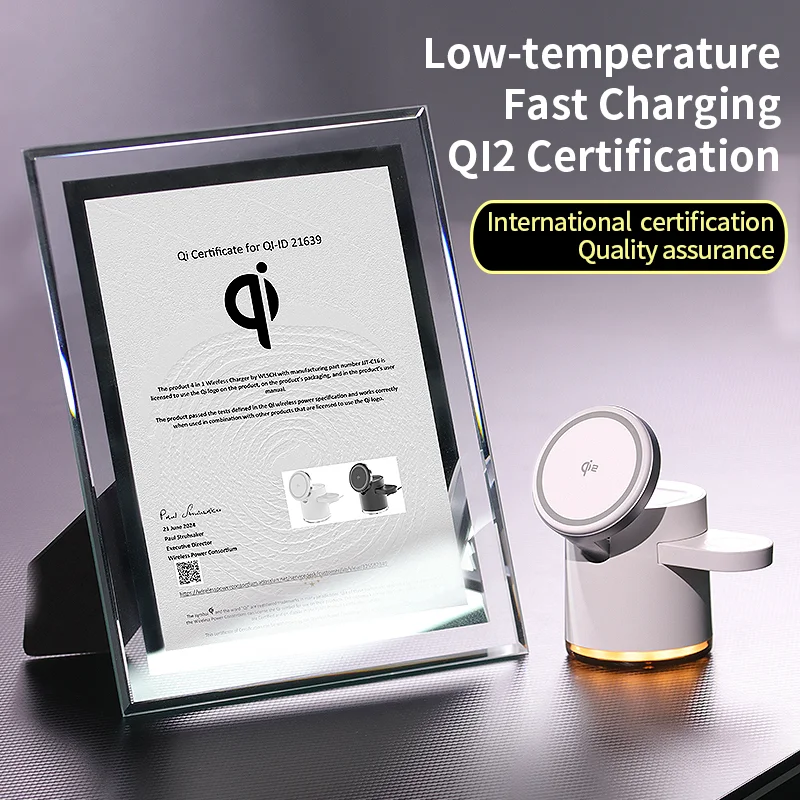 Qi2 Wireless Charger 3-in-1 Fast Charging Station Stand Folding Holder for iPhone 16 15 14 Pro Max Airpods Apple Watch