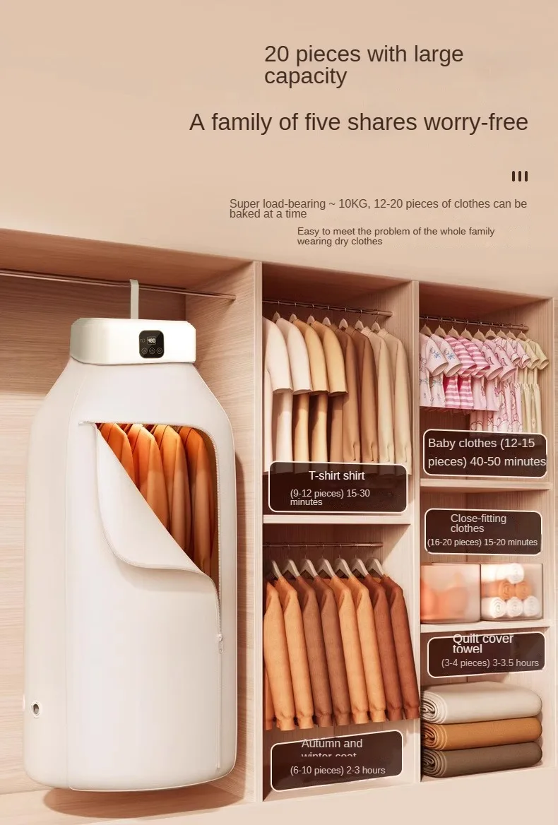 Portable Folded Electric Clothes Dryer Remote Control Multifunctional Dryer Machine MinTravel Warm Laundry Dryer with TimingHome