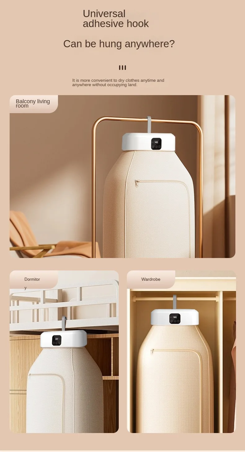 Portable Folded Electric Clothes Dryer Remote Control Multifunctional Dryer Machine MinTravel Warm Laundry Dryer with TimingHome