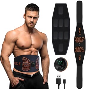 חגורת EMS לבטן MuscleEMS – 8 רפידות סיליקון, 10 תוכניות ו-30 עוצמות לחיטוב