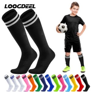 גרבי כדורגל וספורט מקצועיות Loogdeel – זוג גרביים עד הברך לילדים ומבוגרים